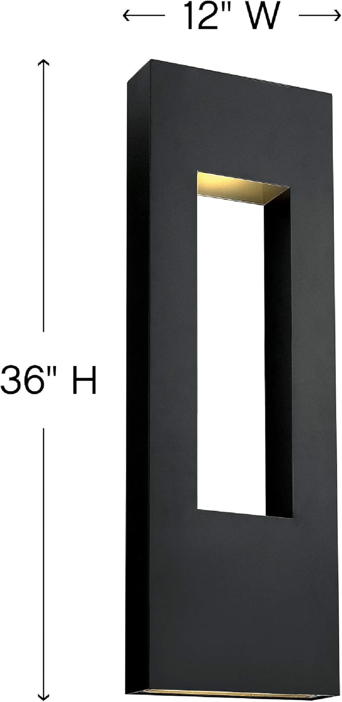 Hinkley Atlantis Extra Large Wall Mount Outdoor Lantern - LED Bulbs Included, Modern, Aluminum, Dark Sky - Satin Black Finish