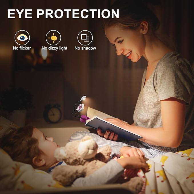 LED Book Light for Bedtime Reading, Battery Operated Clip Light for Kids Studying