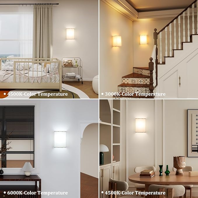 Adhesive Battery Operated Wall Sconce Set of 2, 6000 mAh Battery Rechargeable Bulb with 12 RGB Colors, Stick on Cuboid Wall Sconce No Drill Wall Lights, Linen