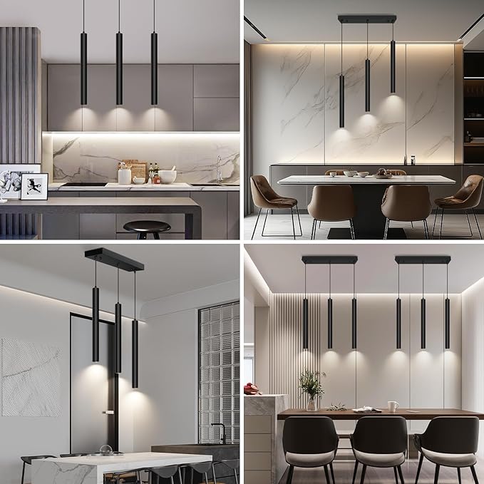 OKELI Modern Smart 3-Light Pendant Light Fixtures Square Pendant Lights Kitchen Island LED Minimalist Pendant Lighting Fixture for Kitchen,Dinning Room,Bedroom,Hallway,Bar