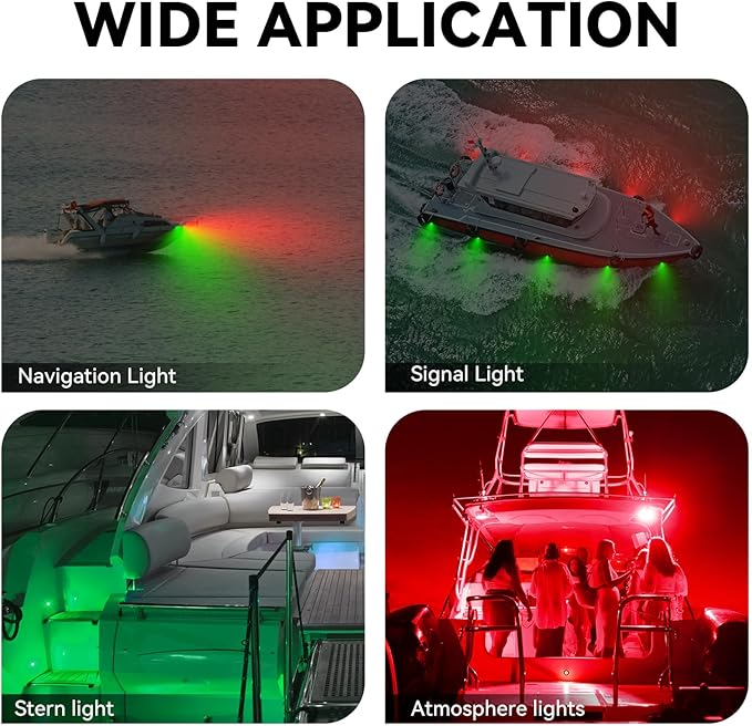 Boat Navigation Lights, Marine Boat Nav Lights, Red and Green Bow Lighting, Night Fishing Lights, Deck Lights, IP68 Waterproof LED Lighting for Pontoon Bas Dinghy Jon