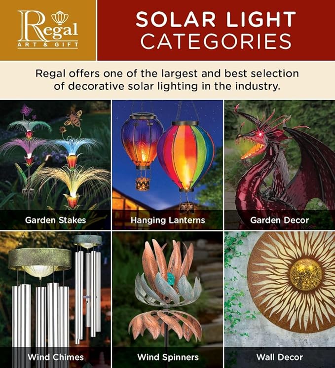Regal Art & Gift Hot Air Balloon Solar Lantern – Hanging Solar-Powered LED Lights, Waterproof Portable Decorative Outdoor Lamp Made of Metal & Glass for Garden, Patios & Pathway – Purple(Large)