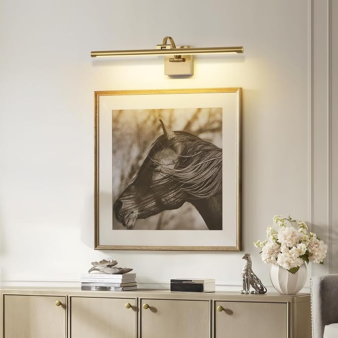 Brass Picture Lights for Wall Hardwired LED Picture Frame Light Dimmable Painting Lights for Wall Portrait Artwork 23.62 inch 14W Warm White