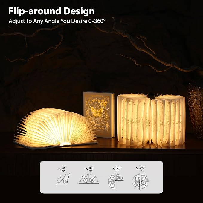 Magic Truth Book Light - Rechargeable LED Book Lamp for Home Decor, Ideal Christmas & Bookworm Gifts with Gold Foil Embossed Cover, Warm White Light for Entertainment & Relaxation (Blue)