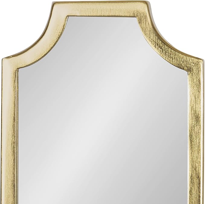 Kate and Laurel Ciel Glam Mirrored Wall Sconce; 6 x 5 x 16; Gold; Modern Scalloped Candle Holder with Removable Glass Cylinder and Mirror for Bathroom or Bedroom Wall Decor
