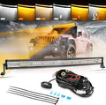 Auxbeam 42 Inch Curved LED Light Bar, 240W 6 Modes Amber White Strobe Fog Lights, Yellow Spot Flood Memory Reset Function Offroad Driving Work Ditch Light for Truck Car ATV