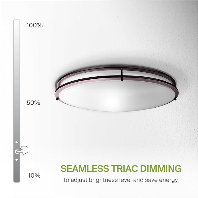 ASD LED 32" Oval Flush Mount Lighting, Close to Ceiling Light Fixture | 5CCT, Dimmable, ETL Listed | 50W 3960LM 2700-5000K 120V | Low Profile Double Ring Lamp | Dark Bronze, 2 Pack
