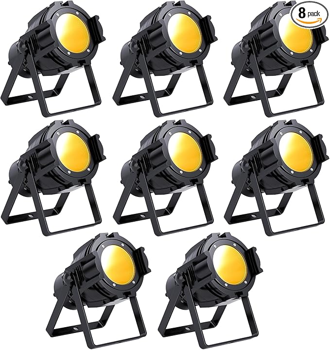 HOLDLAMP Spotlight COB 80W Stage Light Par Lights Party Warm & Cold White Professional DMX Spotlights Portable Metal Housing Strobe Light Bright for Church, Concert, Theater, Photostudio - 8Packs