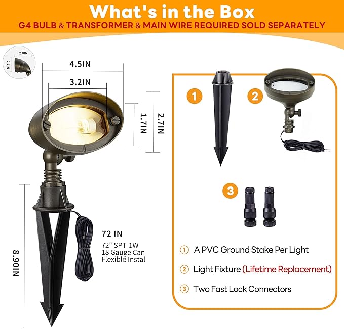 Gardenreet Brass Wall Wash Light - LED Outdoor Low Voltage Flood Lights, Landscape 12V Hardwired IP65 Waterproof, Bronze Adjustable Lighting for Tree Wall Fence Without G4 Bulb 12 Pack