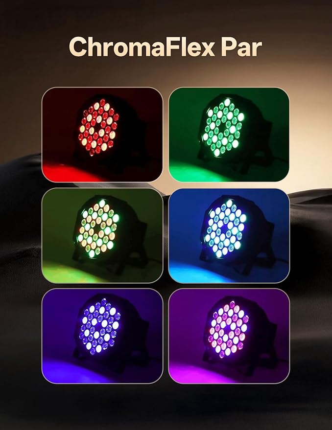 LED Par Lights 36 LED Stage Lights 7 Modes RGB DJ Lights with Sound Activated Remote and DMX Control DJ Uplighting for Birthday Party Events Wedding Christmas Stage Lighting (4 Packs)