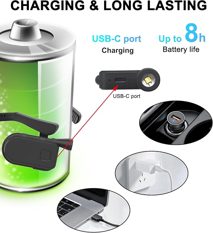Neck Reading Light, 3 Color Modes & Stepless Dimming Lightweight Hands-Free Rechargeable LED Book Light with USB-C Charging for Reading, Knitting, Camping