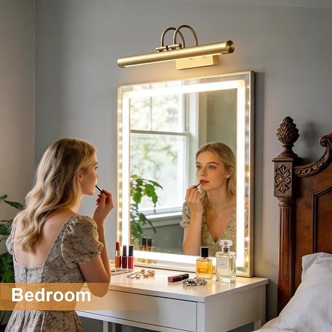 Picture Light, 23" Rotatable Brass Picture Lights for Wall, Art Lights Wall Sconce Hard-Wired, Gold Pictures Frame Light for Gallery, Artwork Poster, Photo Display, Bookcase, Bathroom