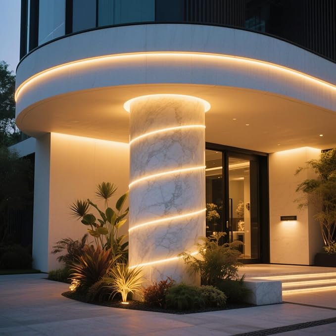 110V COB LED Strip Light - 65.6ft/20m 3000K Warm White IP65 Waterproof Light Strip High-Density 5920LEDs Cuttable Tape for Indoor Ceiling Commercial House Outdoor Garden Terraces DIY Lighting Projects