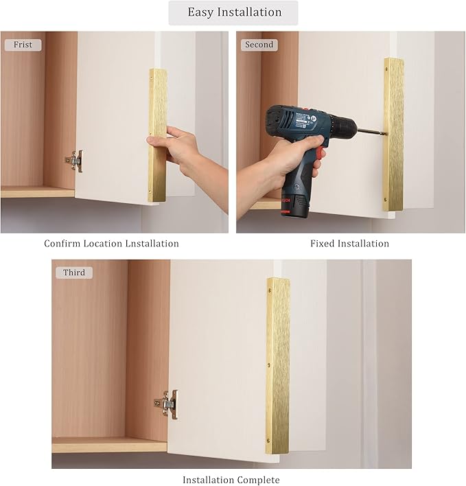 Satanga Edge Finger Tab Pull for cabinets Kitchen Concealed Drawer pulls Aluminum Hidden Back Mount Door Handle for Home Pack of 6 Modern Brushed Brass 3-3/4" Hole Center Easy Installation