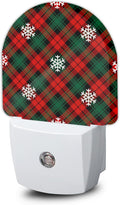 Christmas Red Green Plaids Night Light,Plug into Wall Nightlights with Dusk to Dawn Light Sensors,Nightlights for Bedroom/Bathroom/Hallway/Kitchen,Nightlight for Boys Girls Women Men