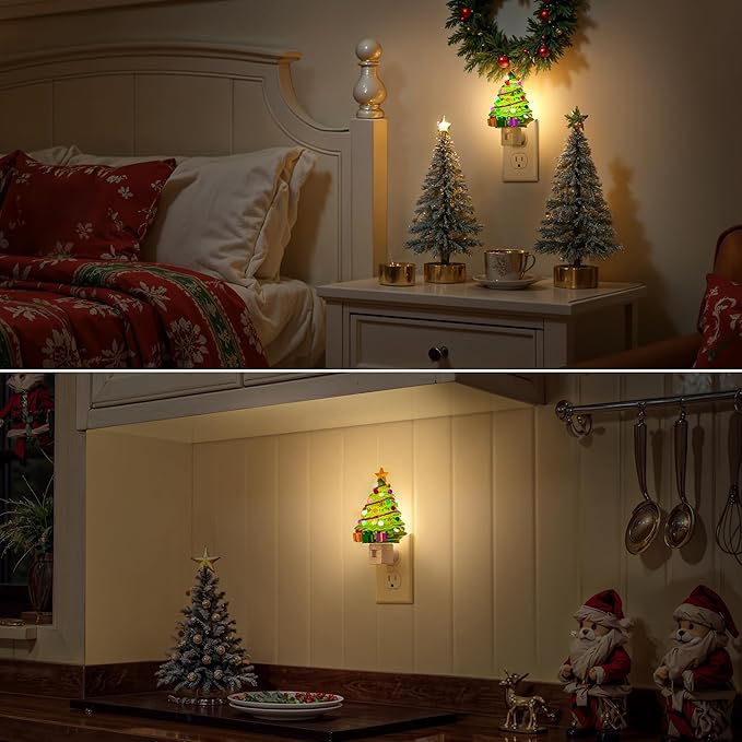 Briignite Christmas Tree Night Light, 3000K Night Lights Plug into Wall, Christmas Gifts Cute Night Light for Kids, Plug in Nightlight with 360° Rotatable for Christmas Decorations Party