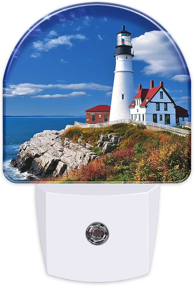 Beautiful White Lighthouse Night Light, Dusk-to-Dawn Auto Sensor Plug in Night Light for Kids, 0.5W Energy Saving LED NightLights for Bedroom/Bathroom, Ideal Gifts for Women Men