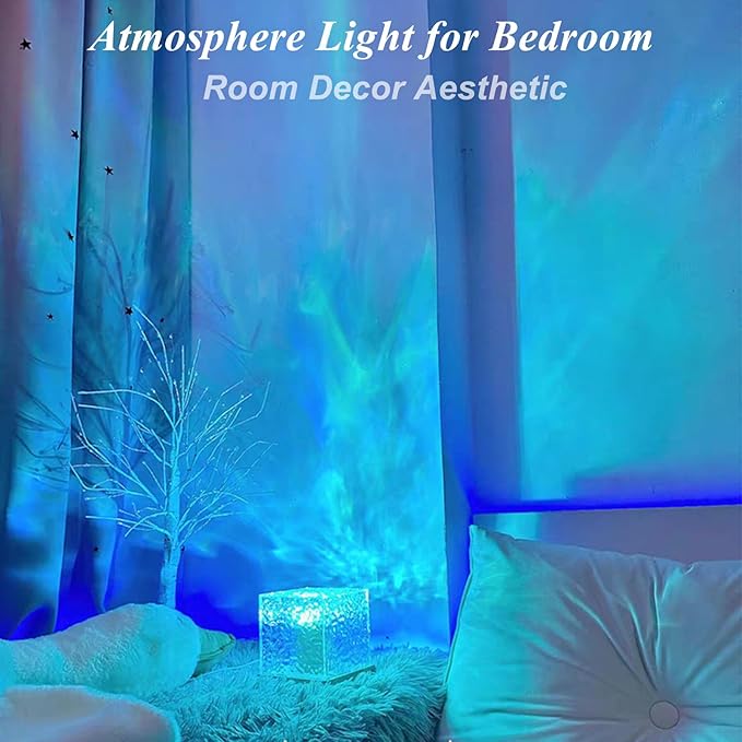 2Pack Aurora Ocean Wave Lights Projector(Touch & Remote), Cordless Rechargeable 16 Colors 4 Modes Northern Lights Dimmable Ambient Mood Lighting,Color Changing Night Light for Bedroom Shower (Large)