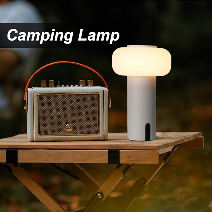 Shower Lamp Waterproof, Outdoor Cordless Table Lamp Rechargeable, Portable Battery Operated Lamp, Touch Dimmable Night Light for Bedroom/Patio/Dinning/Camping (White)