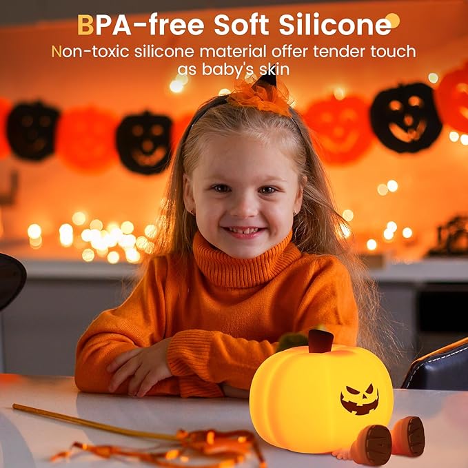 Evil Smile Pumpkin Night Light, Cute Halloween Fall Decor, Rechargeable Dimmable Squishy Lamp, Langling Feet As Phone Holder, Led Light Up Vegetable, Bedside Touch Lamp, Dorm Room Light