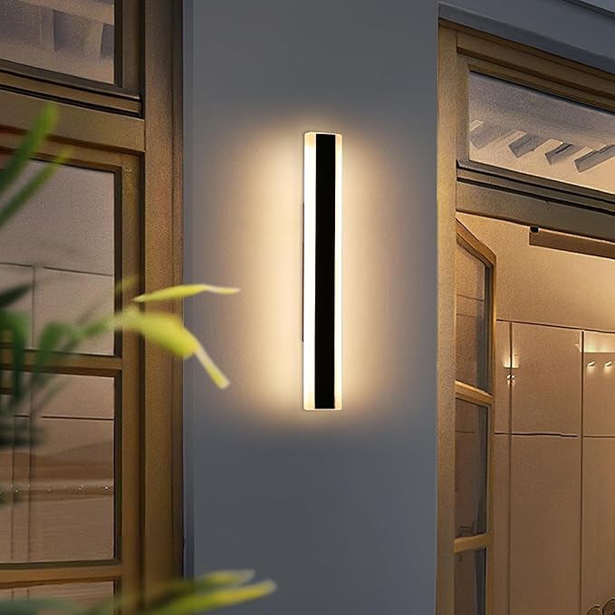 Modern Outside Wall Lights for House, 23.6inch Outdoor Wall Sconces, 3 Lights Color 3000K/4500K/6000K, IP65 Waterproof, Long Wall Lamp Mounted Lighting Fixture for Patio, Yard, Garage