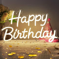 Happy Birthday Neon Sign with Dimmable, Birthday LED Neon Light for Wall Decor, LED Up Light with USB Powered for All Birthday Party Decoration, Backdrop Wall (Warm White)