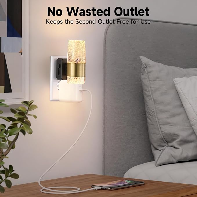 Night Lights Plug into Wall,Dimmable LED Night Light with Dusk to Dawn Sensor Auto On/Off,1-Pack,3000K Warm White,Acrylic Modern Sconce for Hallway, Bathroom, Bedroom