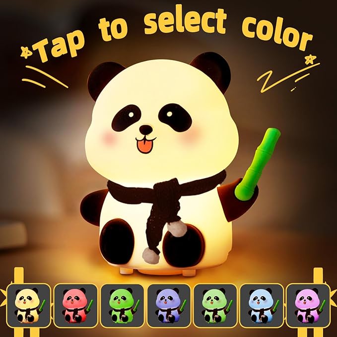 Bunny Night Light for Kids, 7 Colors LED Nightlight for Bedroom, Cute Rabbit Nursery Night Lamp for Girls Boys, Cute Stuff for Children Nightlight Thanksgiving Christmas Gifts (Bamboo Panda)