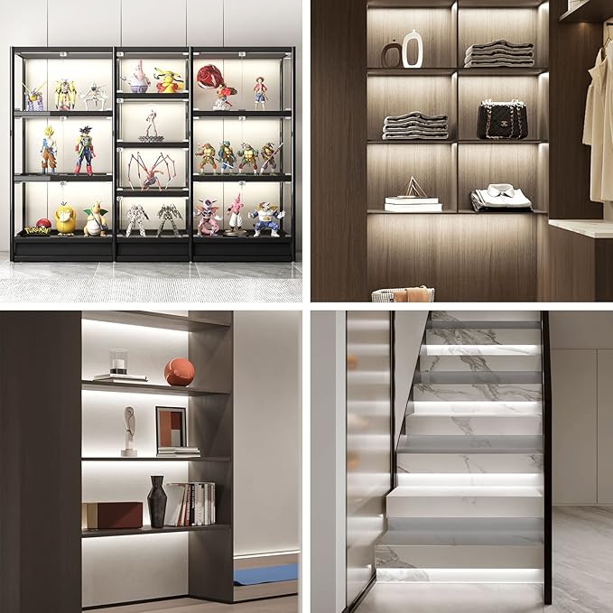 WOBANE LED Shelf Light, LED Closet Light Kit, 4PCS 20inch Pre-Cut Strip Bars, Designed for Shelves,Display Case, Bookshelf, in Cabinet Lighting, 6000K White