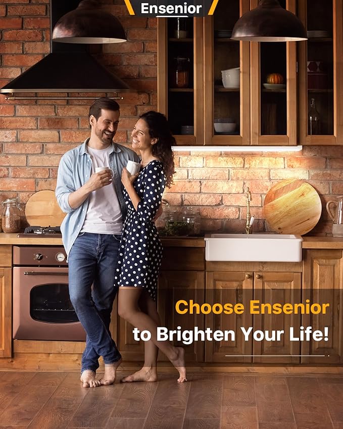 Ensenior 12 Inch LED Under Cabinet Lighting Hardwired, 5CCT, 8W 500LM, 2700K/3000K/3500K/4000K/5000K, Wired Under Cabinet Lights, Dimmable Under Counter Lights for Kitchen, FCC, 1 Pack