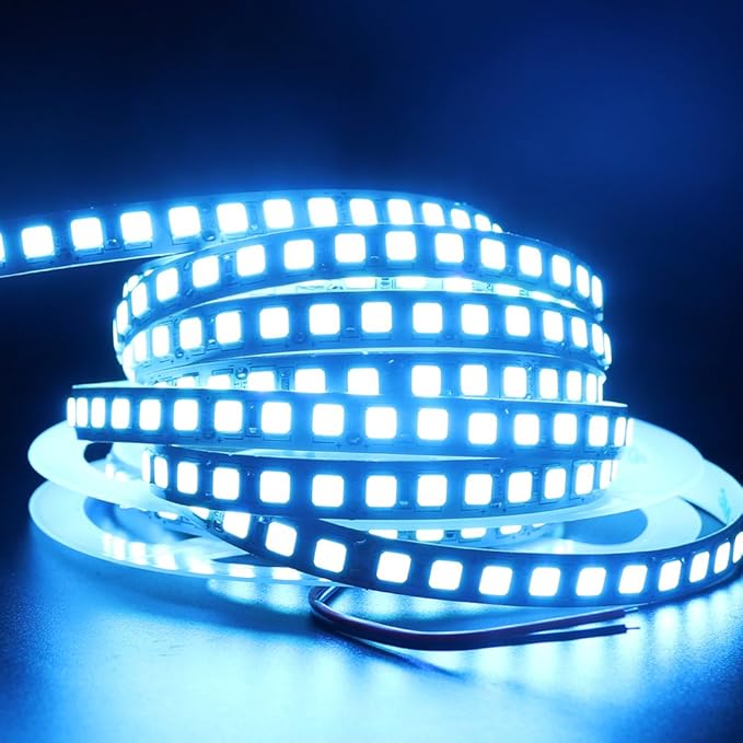 LED Light Strip, 16.4ft 600 Units SMD 5054 LEDs(5050 Upgraded), 16000LM Flexible 12V DC Non-Waterproof Light Strips, LED Ribbon, DIY Christmas Home Kitchen Indoor Party Decoration (Ice Blue)
