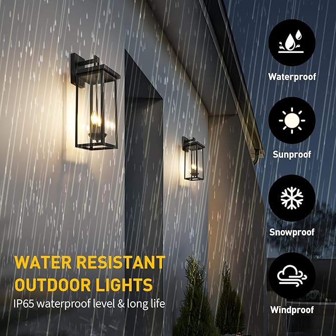 tewei 22 Inch Large Outdoor Wall Lights, Dusk to Dawn Outdoor Lighting Fixtures Black Modern Porch Light Outdoor Wall Sconce Lantern, Outside Lights for House Garage, 1 Pack