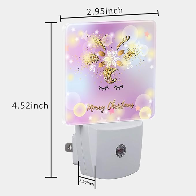 Cute Merry Christmas Deer Night Light for Kids, LED Night Light Plug into Wall with Dusk to Dawn Sensor for Girls Boys Women Men Room Decor, Hallway, Kitchen, Bathroom, Nursery, Stairs