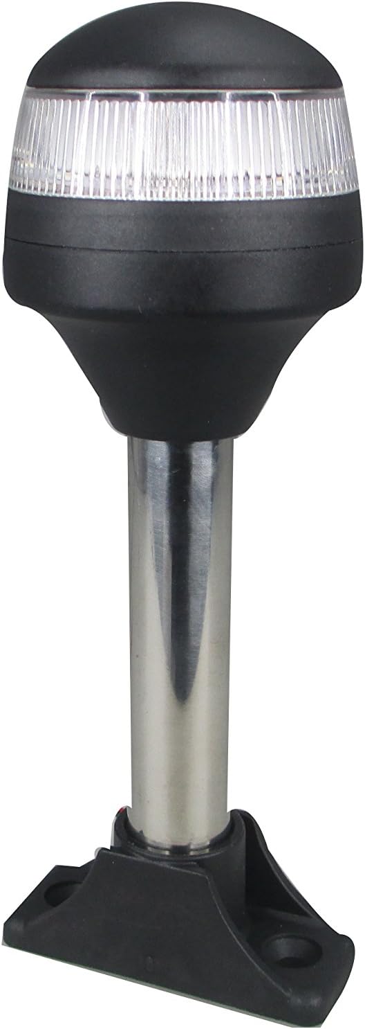 Pactrade Marine Boat LED Fixed Mount Anchor All Round Light S.S. Pole 10-30v 7''H 2NM