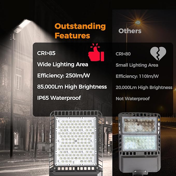 AIKVSXER 340W LED Parking Lot Light 85000LM 6000K Daylight Dusk to Dawn Photocell Commercial Outdoor Lighting, IP65 Waterproof 11 Years Lifespan for Parking Street Yard Garage Warehouse 3 Pack