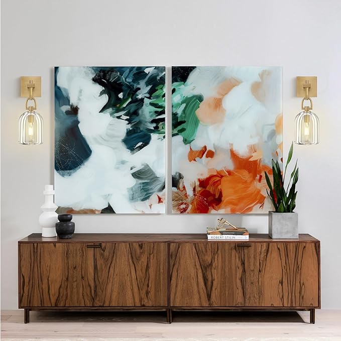 Botanist Cloche Crystal Wall Sconce, Modern Brass and Crystal Bathroom Wall Sconce, Indoor Luxury Decorative Lighting Wall Sconces for Bedroom/Hallway/Stairs,Dimmable LED Included