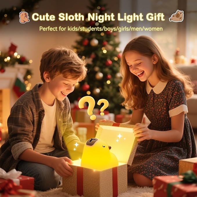 Cute Capybara Night Light for Kids, 3-Level Dimmable Nursery Nightlight, Silicone Squishy Light Up Gifts, Rechargeable Bedside Touch Lamp for Breastfeeding Toddler Baby Kids Decor