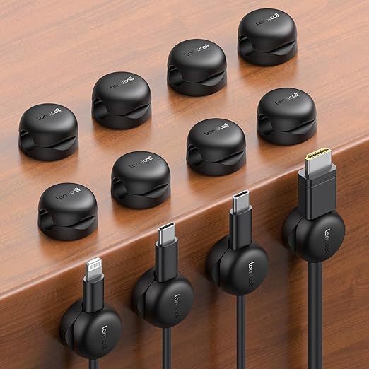 Lamicall Spring Cable Clips, Desk Office Accessory - 12Pack Compact Office Organizer Holder, Mother's Day for Mother, Cable Management Clips, Nightstand Phone Charging Cord Holder Wire Organizer