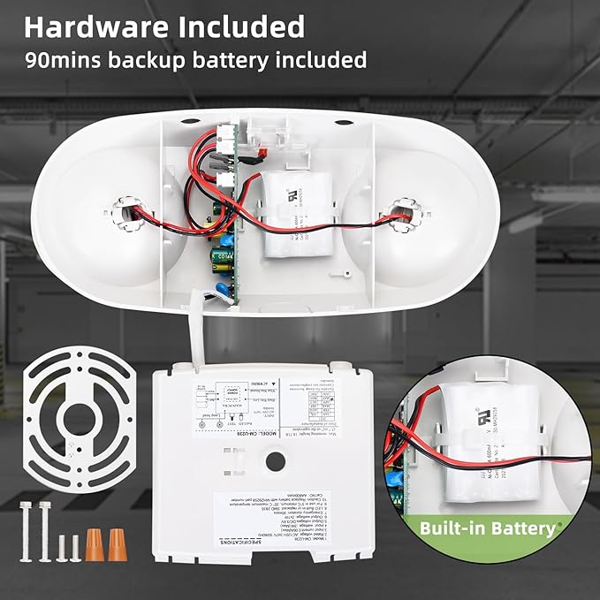 RMC LED Emergency Lights with Battery Backup, Two Head Adjustable Commercial Emergency Lighting, AC120-277V, Hardwired Emergency Exit Light Fixtures for Home and Business, ETL Listed, 8 Pack