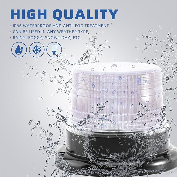 1-Pcs Amber/White LED Beacon Lights 12-24V Warning Safety Flashing Emergency Roadside Strobe Mini Light Bar with Magnetic Base for Snow Plow Truck Construction Vehicles Forklift Tractor