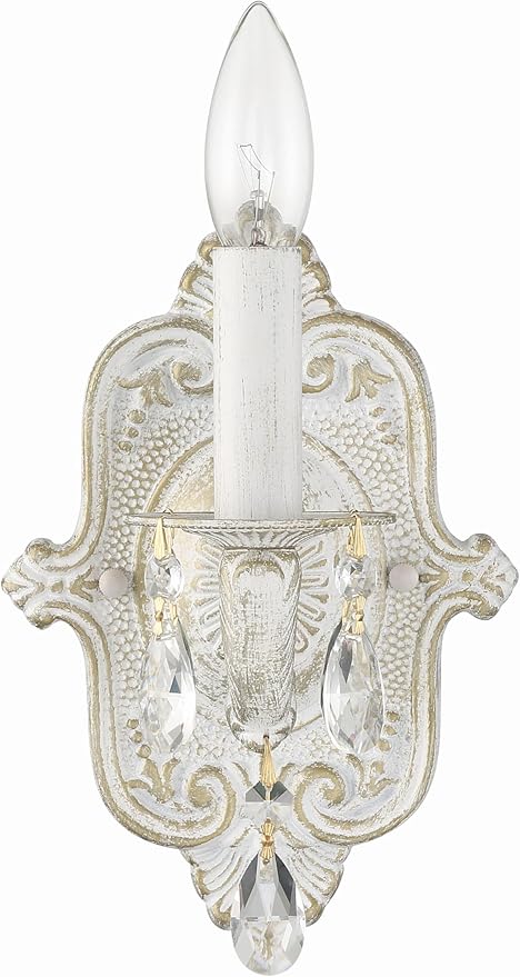 Paris Market 1 Light Spectra Crystal Antique White Sconce