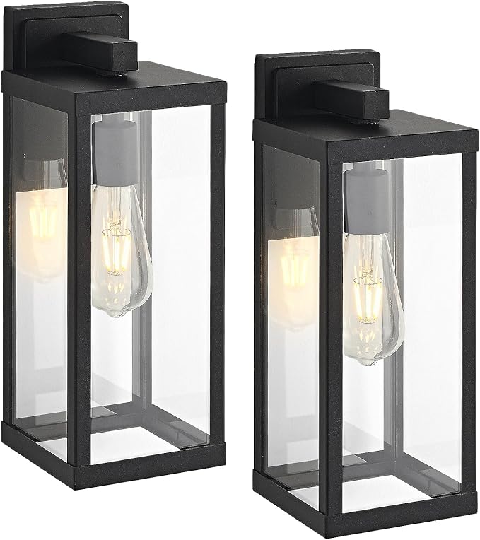 Black Outside Lights for House 15" H Outdoor Wall Sconce Waterproof Large Exterior Light Fixtures for Garage, Doorway, Porch, Patio, 2 Pack