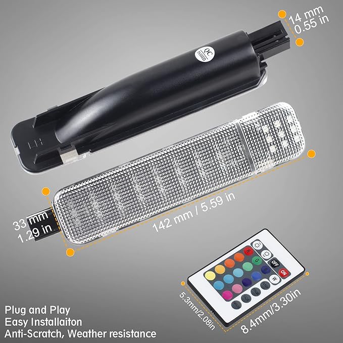 NDRUSH RGB LED Interior Door Panel Courtesy Light Door Light Assembly Compatible with Silverado/Sierra C/K 1500 2500 3500 Pickup Suburban Tahoe Avalanche Yukon Cadillac Escalade