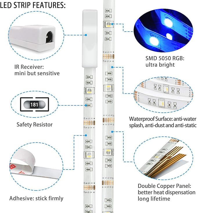 MY BEAUTY LIGHT LED Lights for TV, 13ft Waterproof TV LED Backlight for 60-70in TV, 65536 DIY Colors Options RGBW LED Strip Lights Behind TV, Smart Led Ambient Lighting for Bedroom Gaming Room Decor
