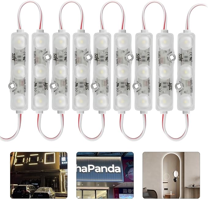 LED Module, Window Mirror Light White100pcs 50 Ft 2835 SMD LED Module Waterproof Light for Letter Sign Advertising Signs with Tape Adhesive Backside (White)