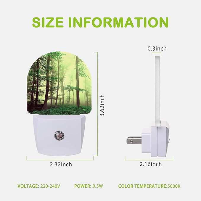 Misty Forest Night Light,Fantasy Green Tree Night Lights Plug into Wall, Led Night Light for Stairway/Hallway/Bedroom,Nightlights for Boys Girls