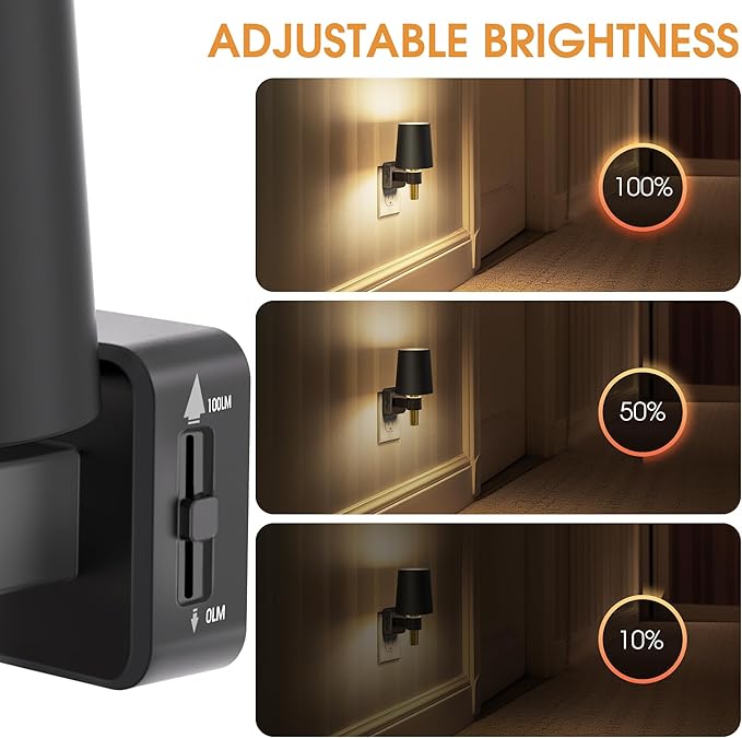 Night Light, Night Lights Plug into Wall, Dusk to Dawn Sensor, Soft White 3000K, 0-100LM, Plug in NightLight, Vintage Night Light Lamp for Hallway Bedroom Stairway