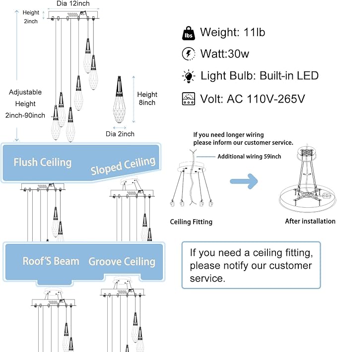 Modern Crystal Chandelier 6-Lights Pendant Chandeliers for Staircase Black Kitchen Pendant Light Fixture Hanging Lighting for Dining Room Living Room Bedroom Entryway