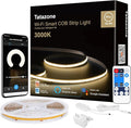 Smart White COB Led Strip Light with App and Remote, 16.4ft 3000K Bright Warm White WiFi COB Light Strip Compatible with Alexa Google, Dimmable Indoor Led Lights for Mirror, Cabinet, Kitchen