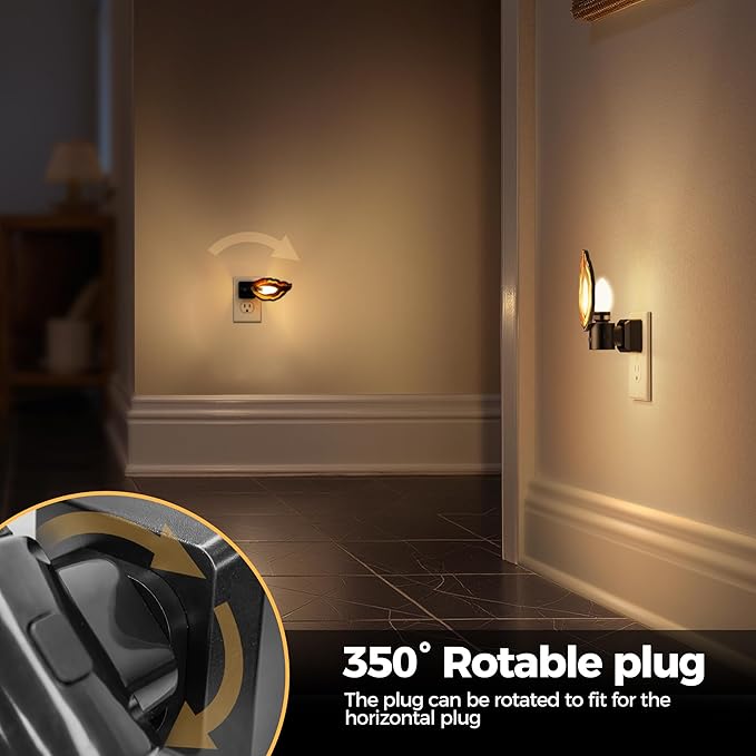 Briignite Agate Night Lights Plug into Wall, Dimmable Night Lights with Adjustable Brightness, LED Nightlight with Dusk to Dawn Sensor, Red Healing Stone Agate 3000K Warm White for Hallway Bedroom